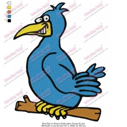 Blue Bird on Branch Embroidery Design 02